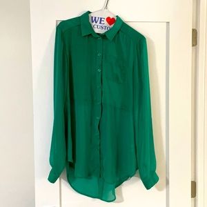 Free people green long sleeve button up